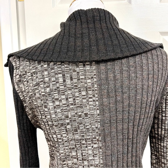 SANDRO Moria Wool Gray colorblock patchwork Sweater sophisticate preppy women XL - Picture 10 of 13